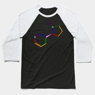 Nicotine Rainbow Molecule Chemistry Baseball T-Shirt